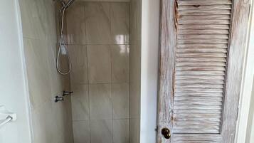 Hair dryer, towels, toilet paper