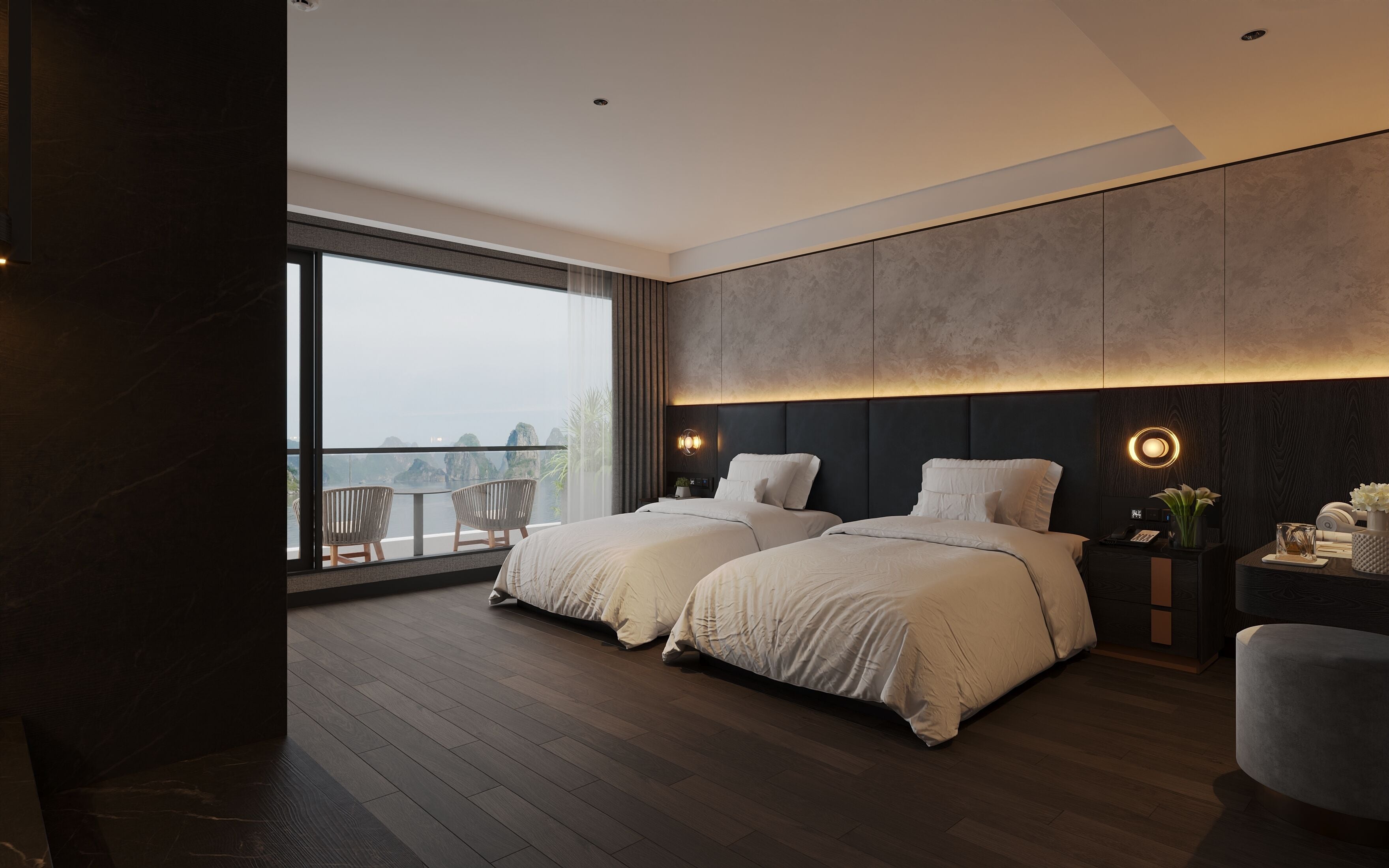 Senior-værelse med dobbeltseng eller 2 enkeltsenge - balkon (1 Extra-Large Double Bed or 2 Single) | Pengeskab på værelset, arbejdsområde til bærbare computere