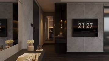 In-room safe, laptop workspace, blackout drapes, soundproofing