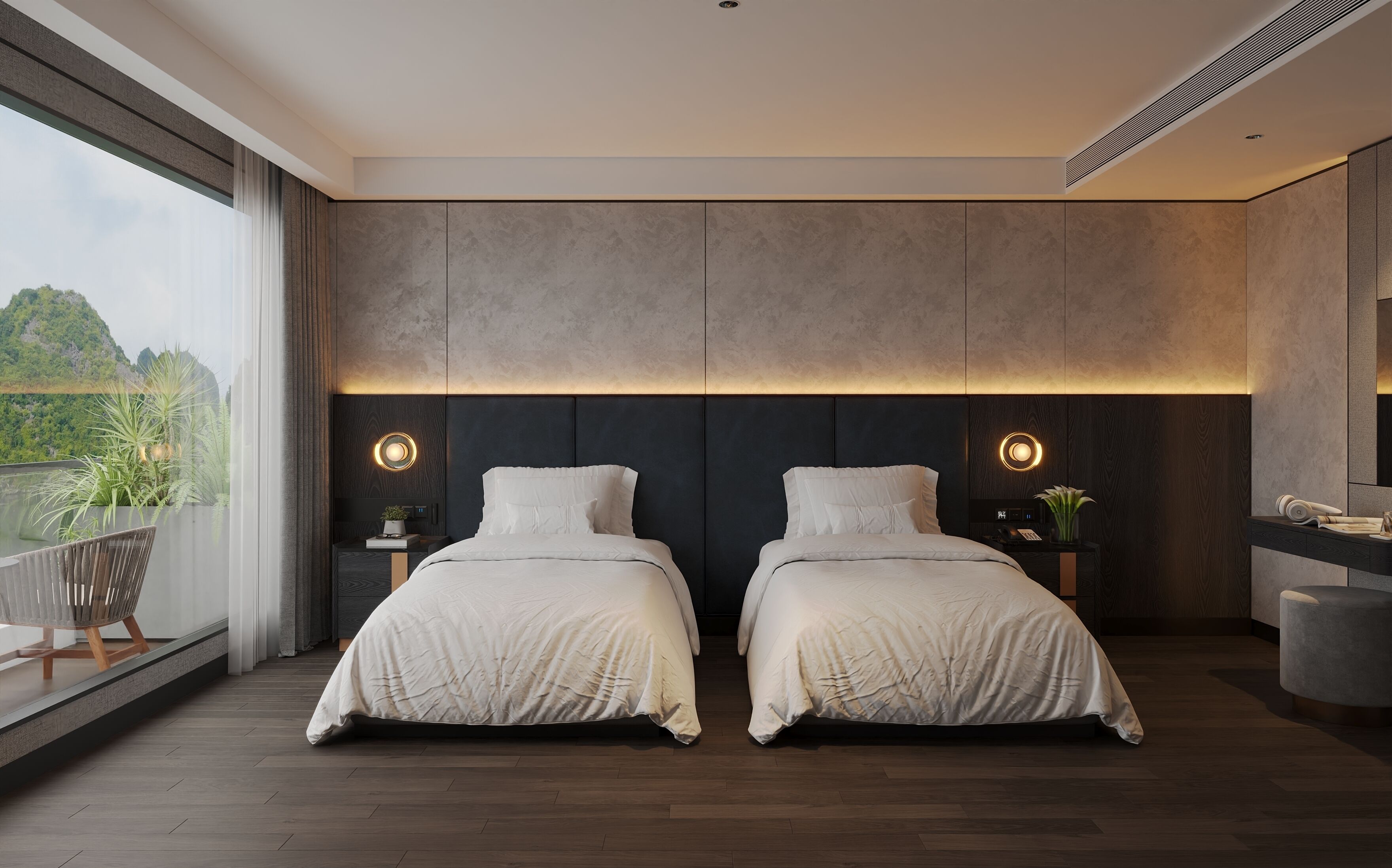 Caja de seguridad en la habitación y espacio para trabajar con laptop 