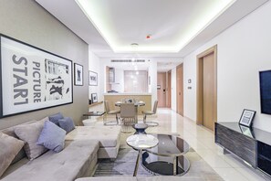 Apartment, City View | Living area - Superhost 1BR DAMAC Towers Paramount (Dubai)