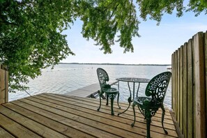 Terrace/patio - Lakefront Family Escape w~ Hot Tub ~Stunning Views (Lake Mills)