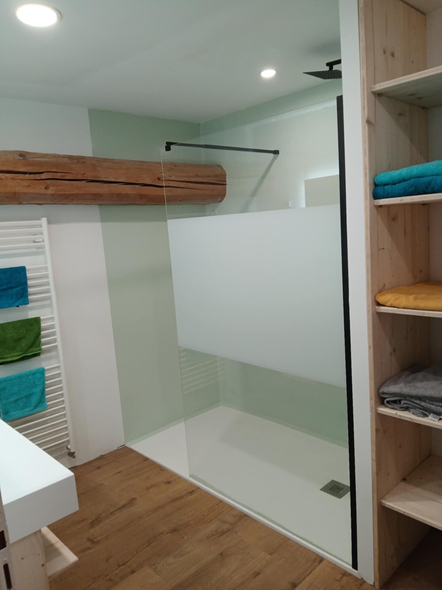 Secadora de cabello, toallas, jabón, papel de baño 