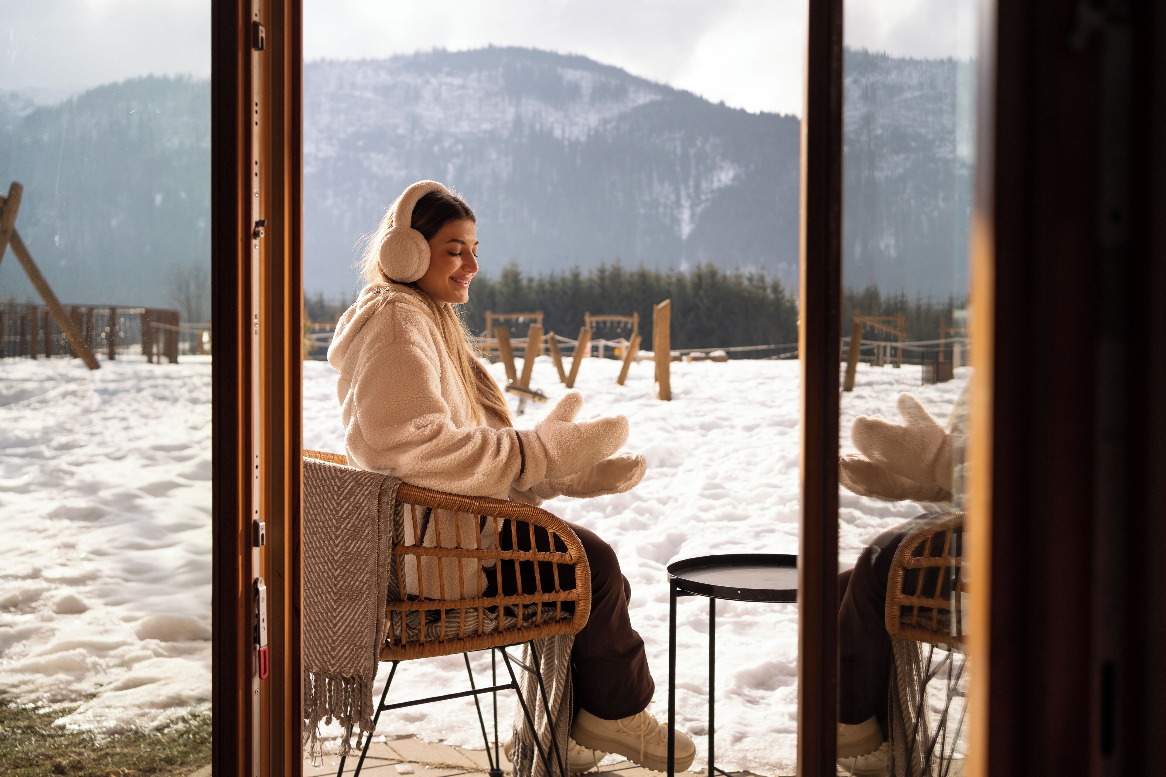 Suíte estúdio luxo, 1 cama de casal e sofá-cama, ar-condicionado, vista para a montanha | Terraço/pátio