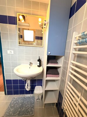 Dusche, Haartrockner, Handtücher