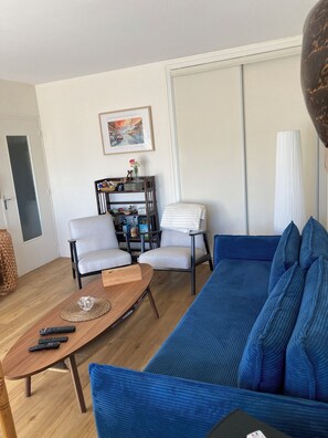 Living area - T2 air-conditioned 52 m² with parking - Near Thermes - Castle view - (Gréoux-les-Bains)