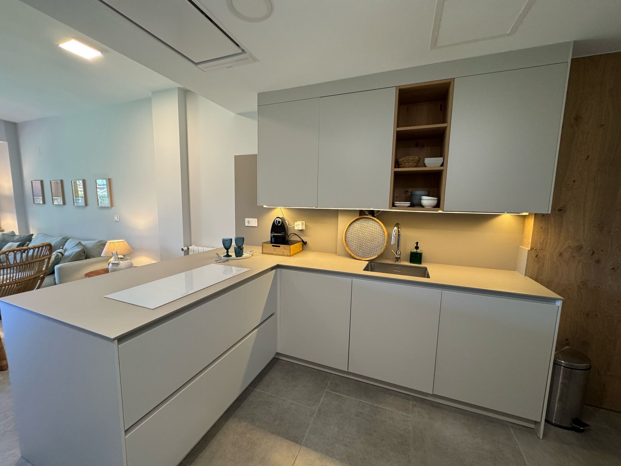 Fridge, microwave, dishwasher, coffee/tea maker