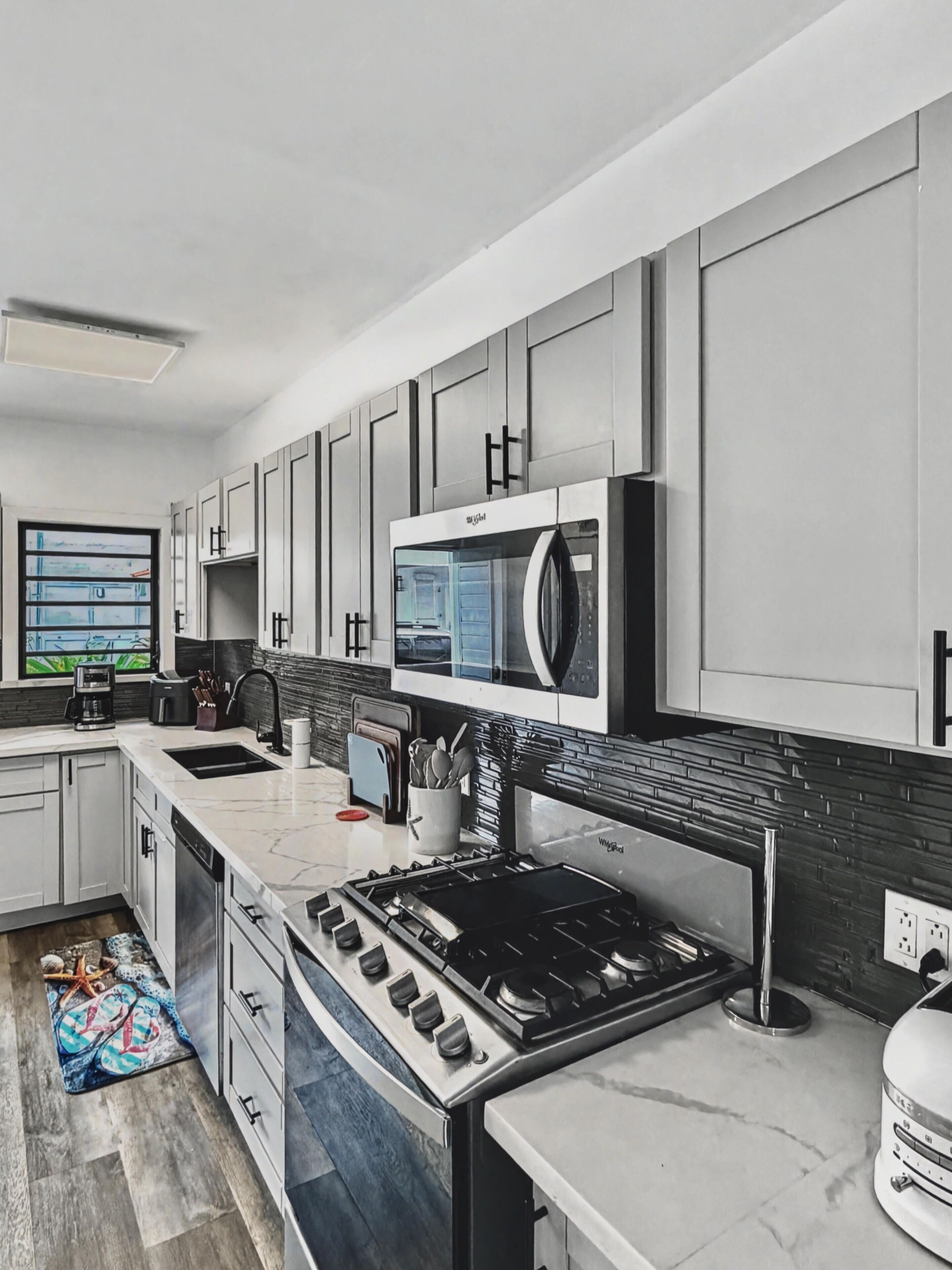 Microwave, oven, stovetop, dishwasher