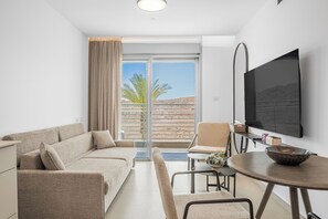 Apartment, 1 Bedroom, Balcony, Mountain View | Living area | 40-inch Smart TV with digital channels - Soft Tones Desert View Hideaway by SeaNR (Eilat)
