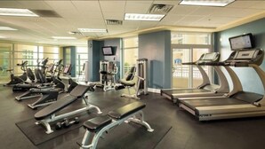 A gym with treadmills, elliptical machines, and weight benches. - Wyndham 2-BR Deluxe Condo. Sleeps 8, June 20-27th.Ocean View, Full Kitchen (North Myrtle Beach)
