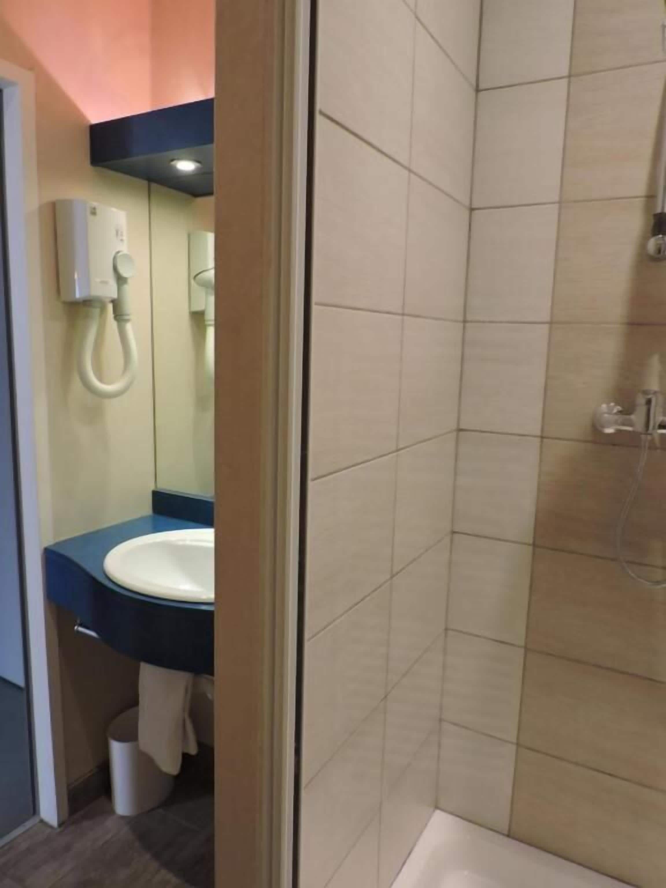 Hair dryer, soap, shampoo, toilet paper