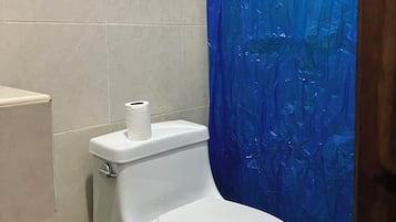 Habitación clásica con 1 cama matrimonial o 2 individuales, patio, vista al patio | Baño | Jabón, shampoo, papel de baño