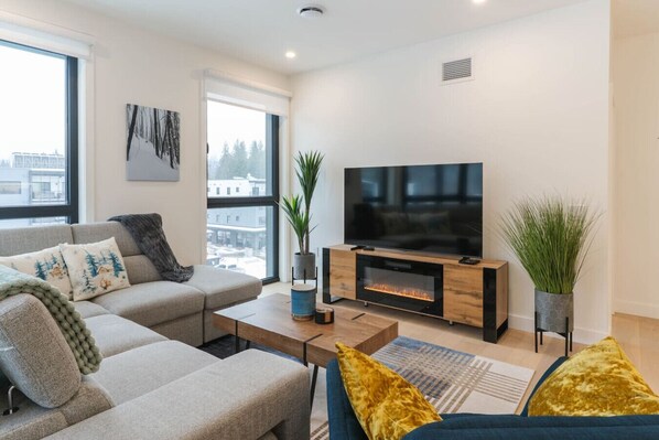 TV, fireplace