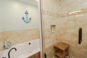 Shower, hair dryer, towels - Seaside at Anastasia B105-Remodeled Luxury at the Beach (St. Augustine)