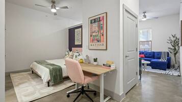 Desk, iron/ironing board, travel crib, WiFi