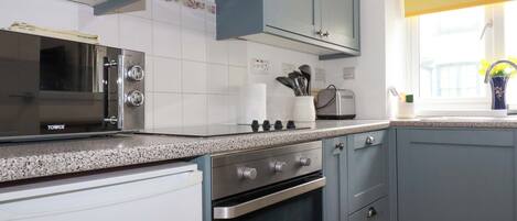 Fridge, microwave, dishwasher, toaster
