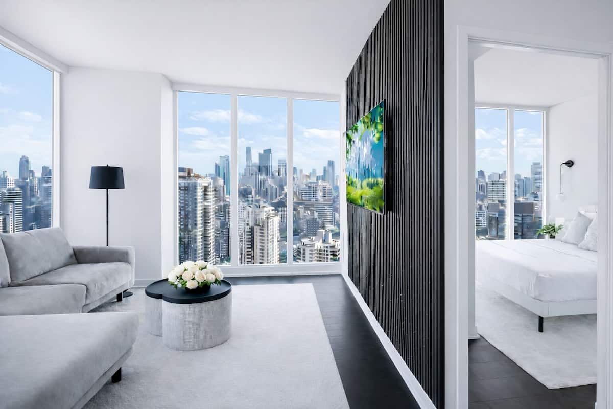 Executive-Suite, 1 Queen-Bett, Balkon, Stadtblick | Verdunkelungsvorhänge, schallisolierte Zimmer, Bügeleisen/Bügelbrett