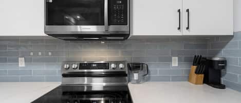 Fridge, microwave, oven, dishwasher