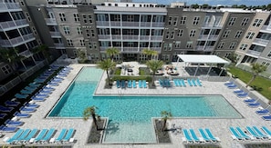 Outdoor pool, sun loungers