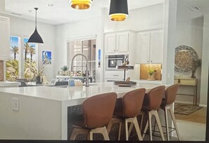 Fridge, microwave, oven, stovetop - Beautifully remodeled - 2 Month Rental only.  4 bd, 3.5 bath.  Pool and hot tub. (Rancho Mirage)