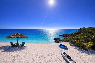 Calm, Private Beachfront Escape with Crystal Waters & Sandbars