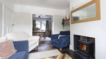 TV, fireplace