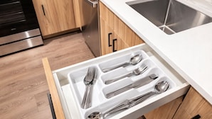A kitchen drawer with utensils. - Apartment in Spokane (Spokane)