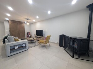 TV, fireplace, DVD player, table football - Gîte du Joliment - CONSIGNY (CONSIGNY)