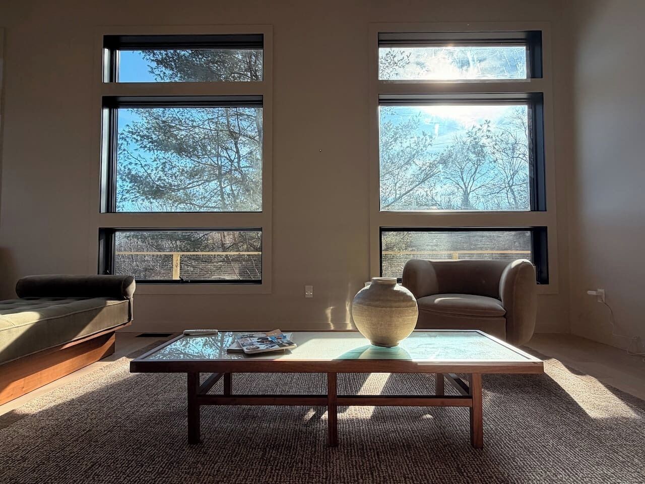 TV, fireplace, books, music library