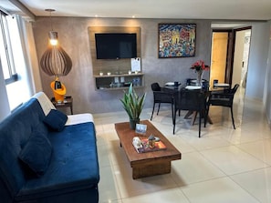 Living area - Flat 127-GF na Praia de Cabo Branco (João Pessoa)