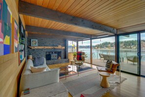 TV, fireplace, stereo - Deck & Views: MCM Waterfront Port Orchard Retreat (Port Orchard)