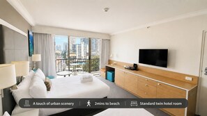 Desk, iron/ironing board, bed sheets - Central Located 2 Double-bed Hotel Room in Surfers (Surfers Paradise)