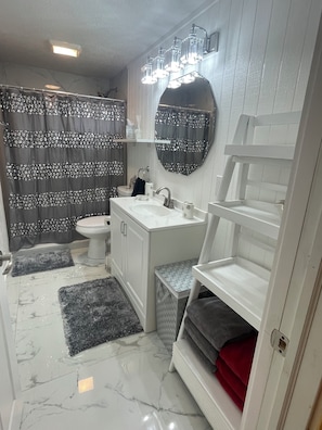 Shower, hair dryer, towels, soap - Cozy 1-bedroom house in pleasant Sarasota with AC (Sarasota)