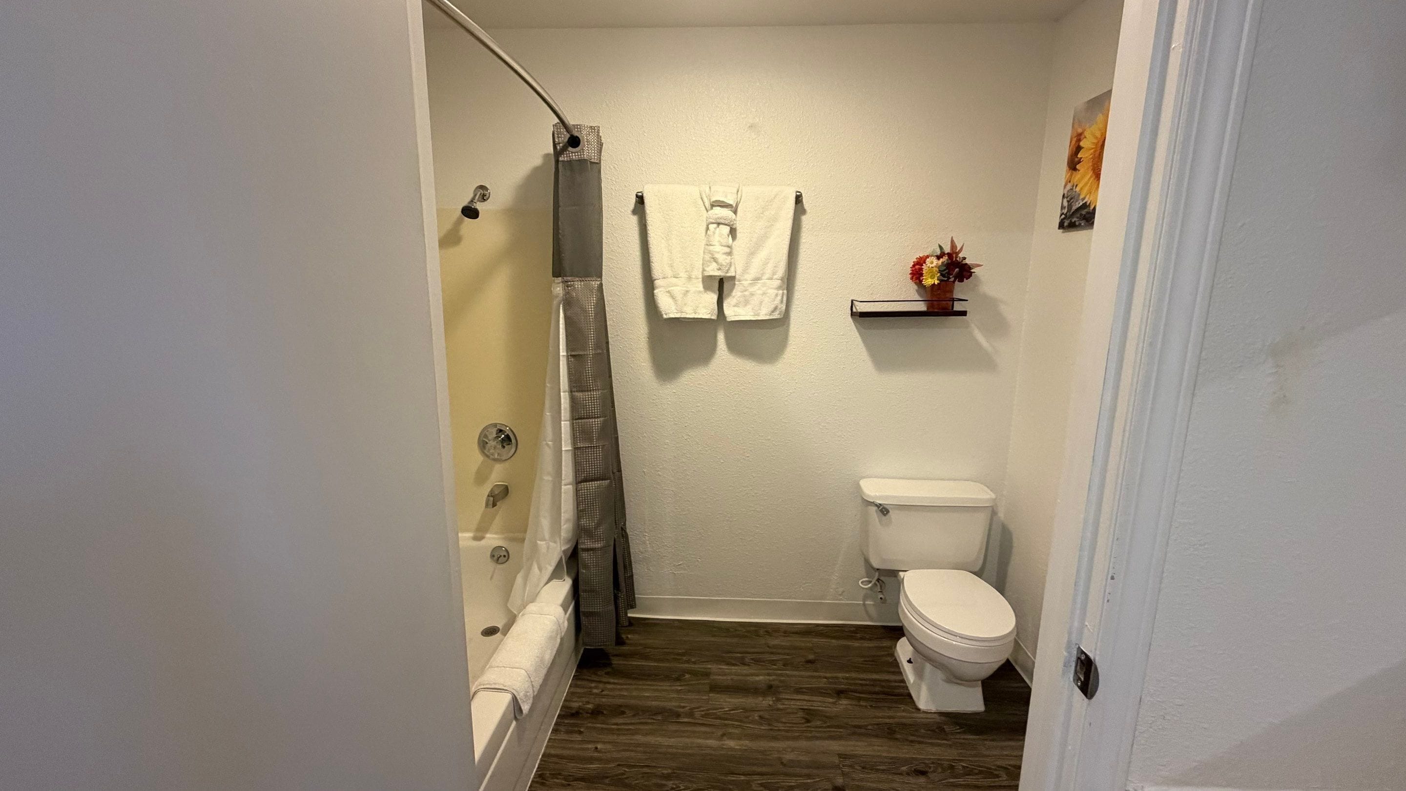 Serviettes fournies, savon, papier de toilette