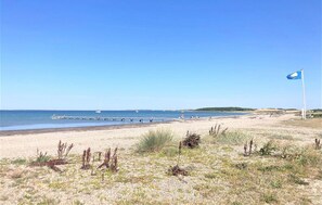 A beach with a sandy shore, sparse vegetation, and a clear blue sky. - Gorgeous home in Bagenkop with WiFi (Bagenkop)