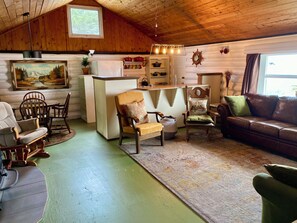 Fireplace - Ocean Front Log Cabin on Haida Gwaii (Tlell)