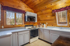Private kitchen - Delightful 2-bedroom apartment on mountain estate along the Battenkill River (Shushan)