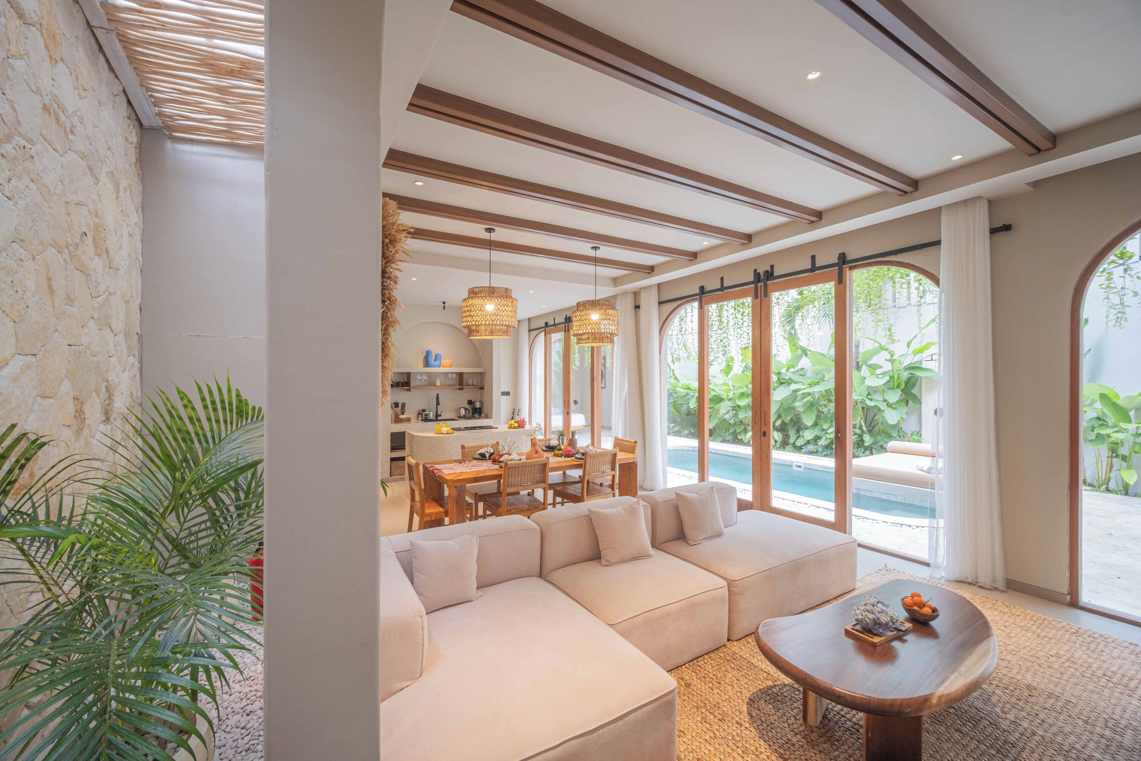 Luxe villa, 3 slaapkamers, uitzicht op zwembad | Woonruimte