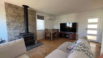 Televisión y chimenea