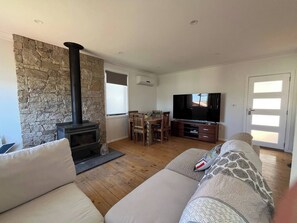 TV, fireplace