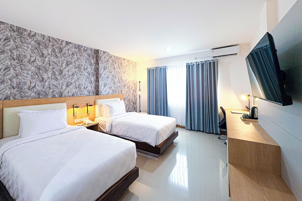 Executive-værelse med 2 enkeltsenge | Skrivebord, arbejdsområde til bærbare computere, gratis Wi-Fi