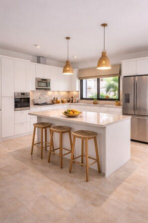 Private kitchen - Wake up to golden sun rises, swim in total privacy. (Pegeia)