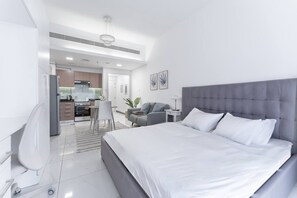 Iron/ironing board, WiFi, bed sheets - HAVN - Studio Apartment infront of CircleMall, JVC (Dubai)