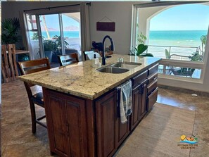 Fridge, microwave, oven, coffee/tea maker - Casa Francisco beachfront rental  perfect for groups up to 14 (San Felipe)