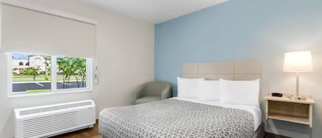 Room, 1 Queen Bed, Roll-in Shower, Non Smoking | Desk, laptop workspace, individually furnished, bed sheets
