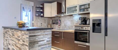 Microwave, oven, dishwasher, high chair