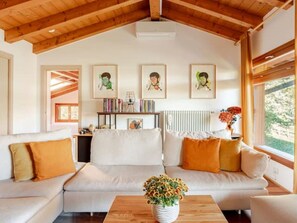 Una televisión, una chimenea