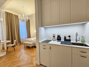 Iron/ironing board, free WiFi, bed sheets - Urban Nest Wolfova street Studio by the Triple Bridge Ljubljana with AC and Wifi (Ljubljana)
