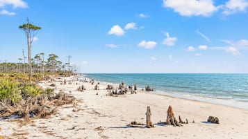 On the beach, white sand