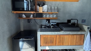 Studio Deluxe - utsikt mot floden | Eget kök | Mikrovågsugn, spishäll och grytor/köksredskap